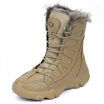 Брендовая мужская зимняя обувь, водонепроницаемые мужские ботинки, теплые плюшевые зимние ботинки, уличные нескользящие походные ботинки, мужские рабочие ботильоны, размер 46