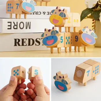 Деревянная корова, соответствующая цвету и номерам, развивающие познавательные подарочные игрушки, учебные пособия, Математическая игрушка для детей на день рождения P2X5