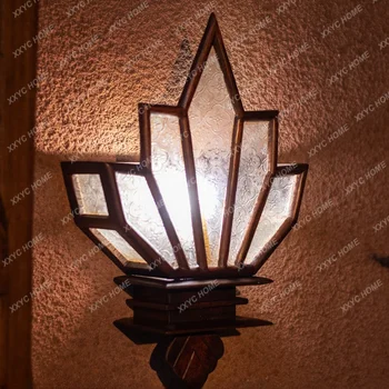Настенный светильник из массива дерева, настенный светильник с винтажным орнаментом в гостиной, Индивидуальность, Креативность, Балкон, Проход, Лестница, настенный светильник