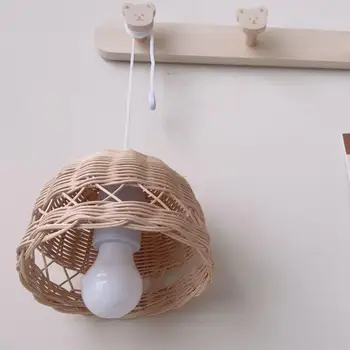 Ротанговый абажур для украшения светильника Современный плетеный подвесной светильник для домашнего кафе, кухни, столовой чайного домика